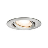 Round recessed spotlight in brushed stainless steel with warm white LED light for modern room lighting
