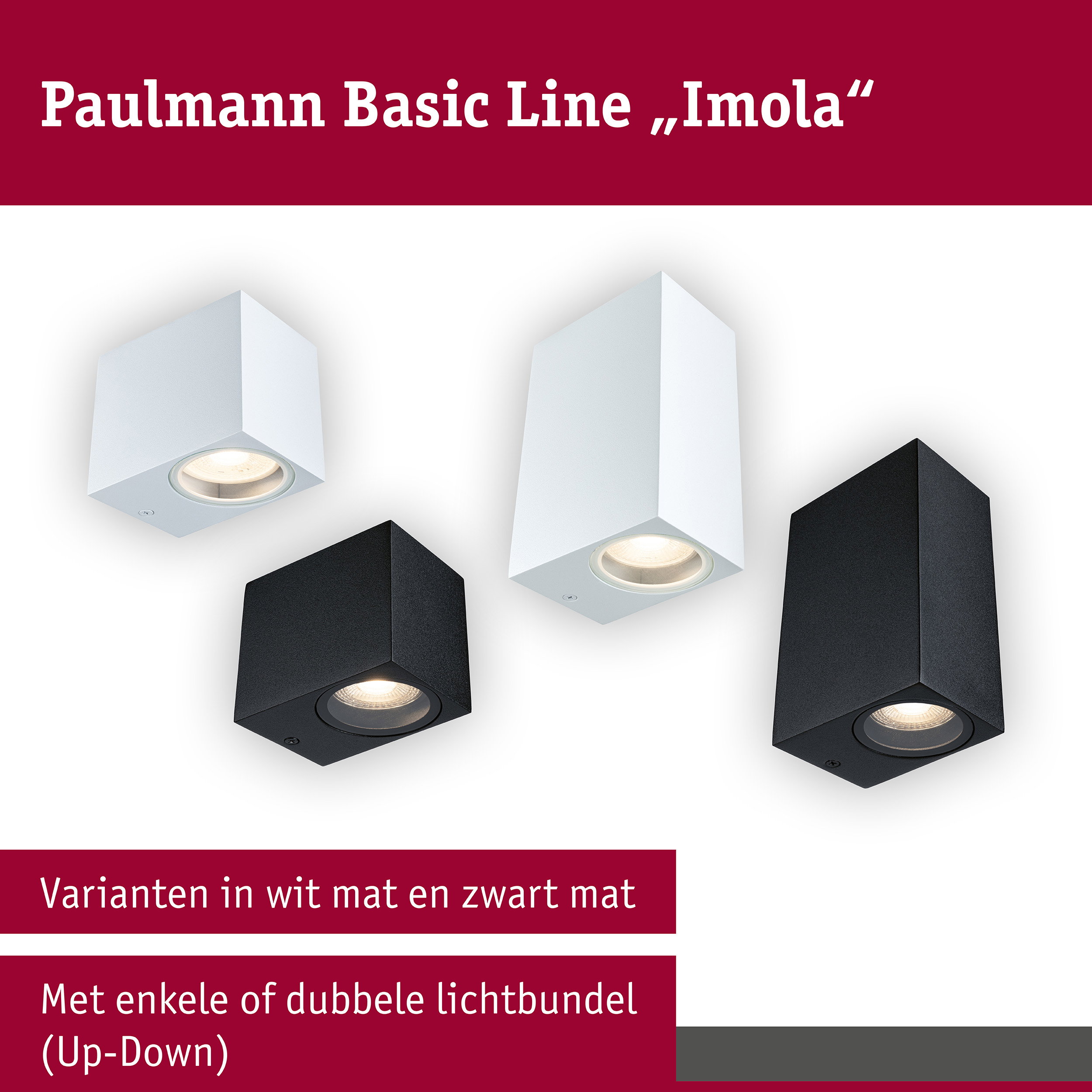 Wandlamp Imola IP44 GU10 230V max. 10W Zwart mat