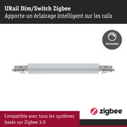 URail Dim/Switch Zigbee gris, variateur pour rail compatible avec systèmes Zigbee 3.0, accessoire LED dimmable