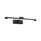 Black metal LED wall light with long bar for modern indoor lighting solutions