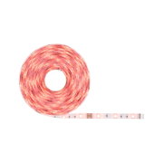 Bobine de bande LED rouge avec base plastique flexible pour éclairage décoratif.