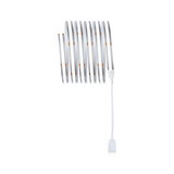 Flexible LED light strip with white cable and 4-pin connector for modern LED lighting solutions.