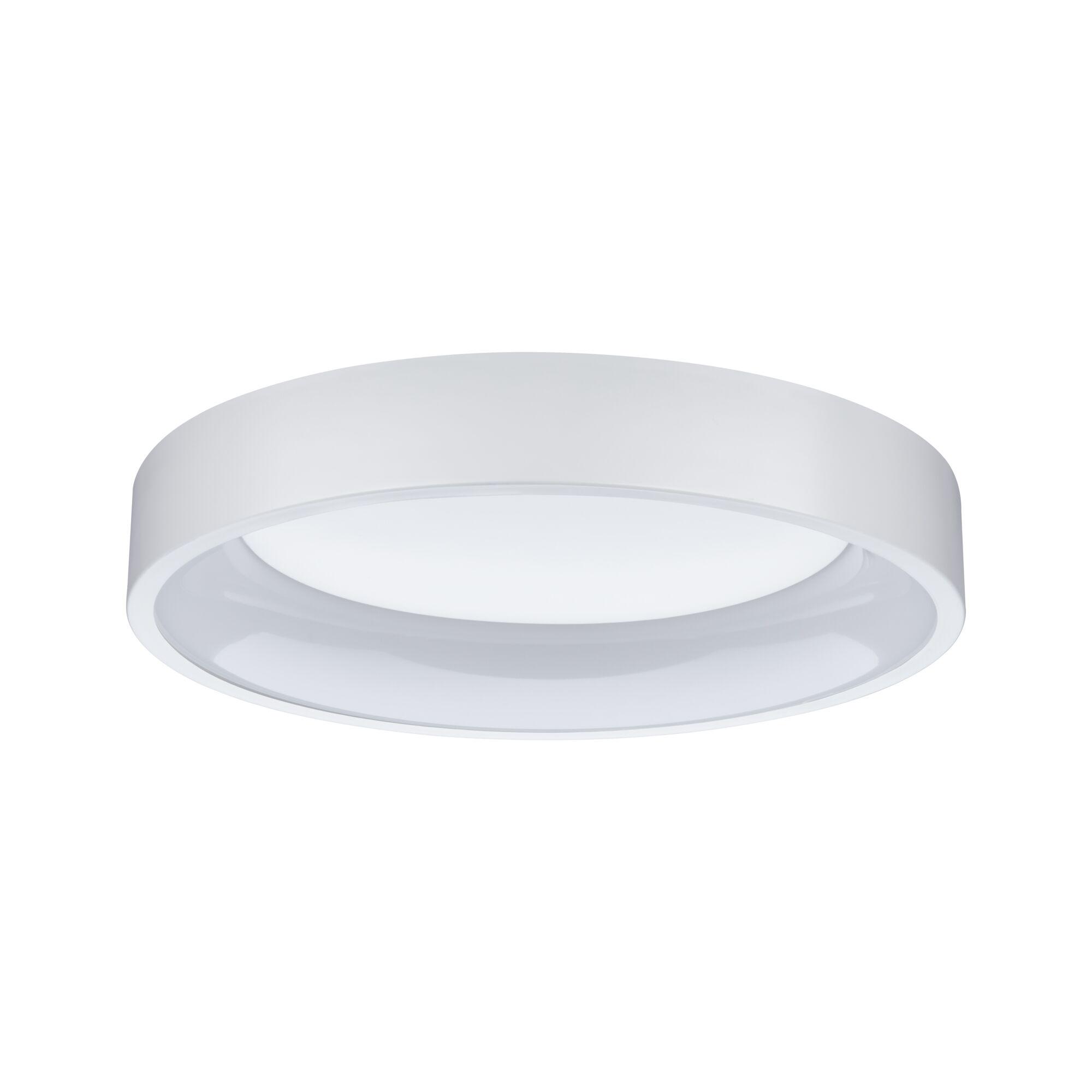 Round white LED ceiling light made of plastic with energy-saving illumination