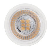 LED-Spotlampe mit transparentem Gehäuse und orangefarbenen LED-Chips für energiesparende Beleuchtung