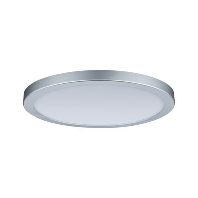 Plafonnier LED rond avec cadre en aluminium argenté et diffuseur blanc pour éclairage moderne