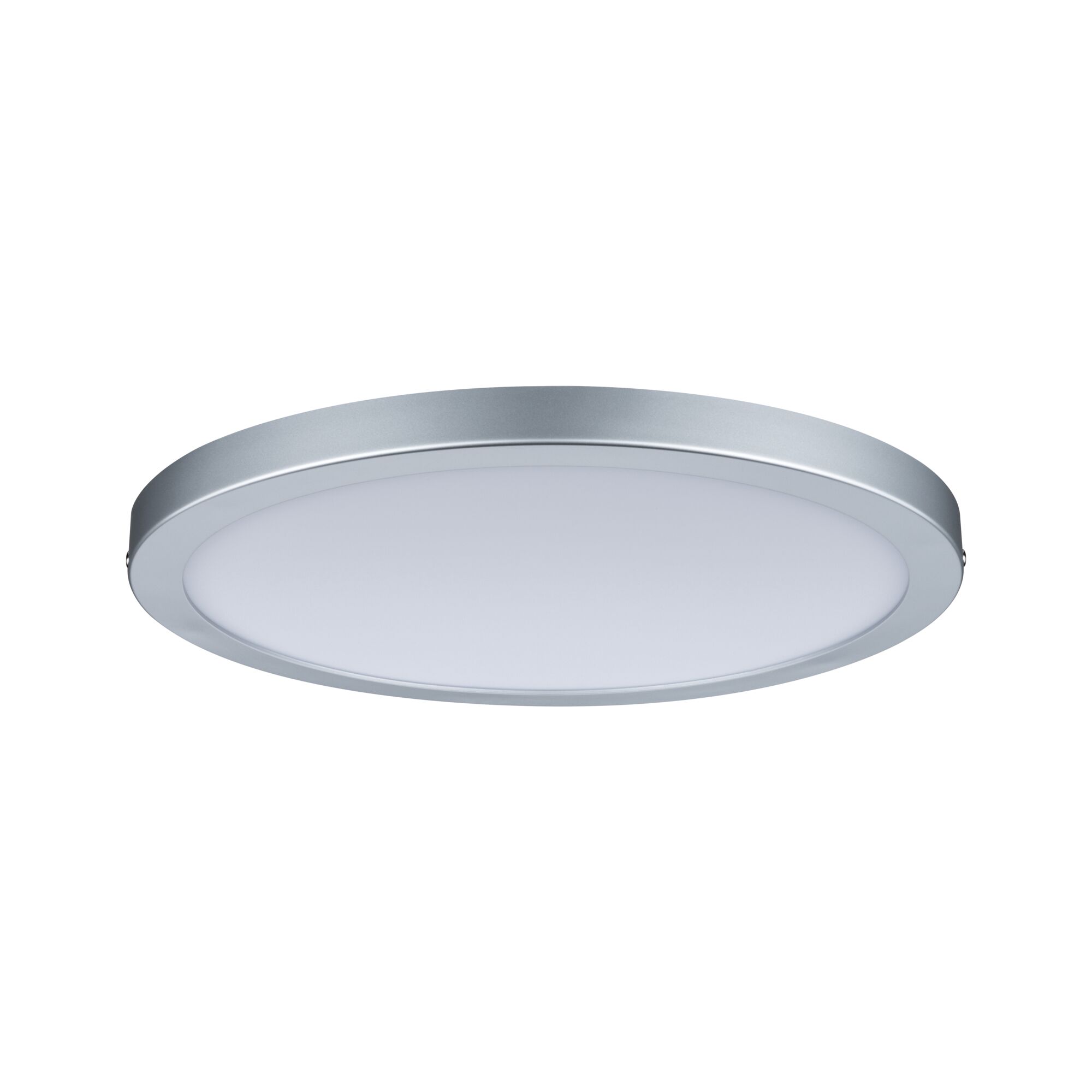 Rundes LED-Deckenlicht mit silbernem Aluminiumrahmen und weißem Diffusor für moderne Raumbeleuchtung