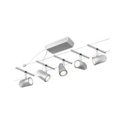 Fünfflammige LED-Seilstrahler in Silber mit verstellbaren Leuchtenköpfen für moderne Raumbeleuchtung
