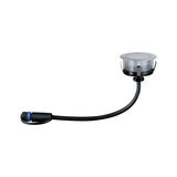 Round stainless steel recessed light insert with black cable and waterproof connector for outdoor lighting