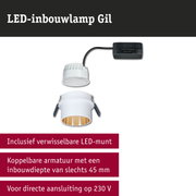 Witte LED-inbouwlamp Gil met verwisselbare LED-munt en inbouwdiepte van 45 mm
