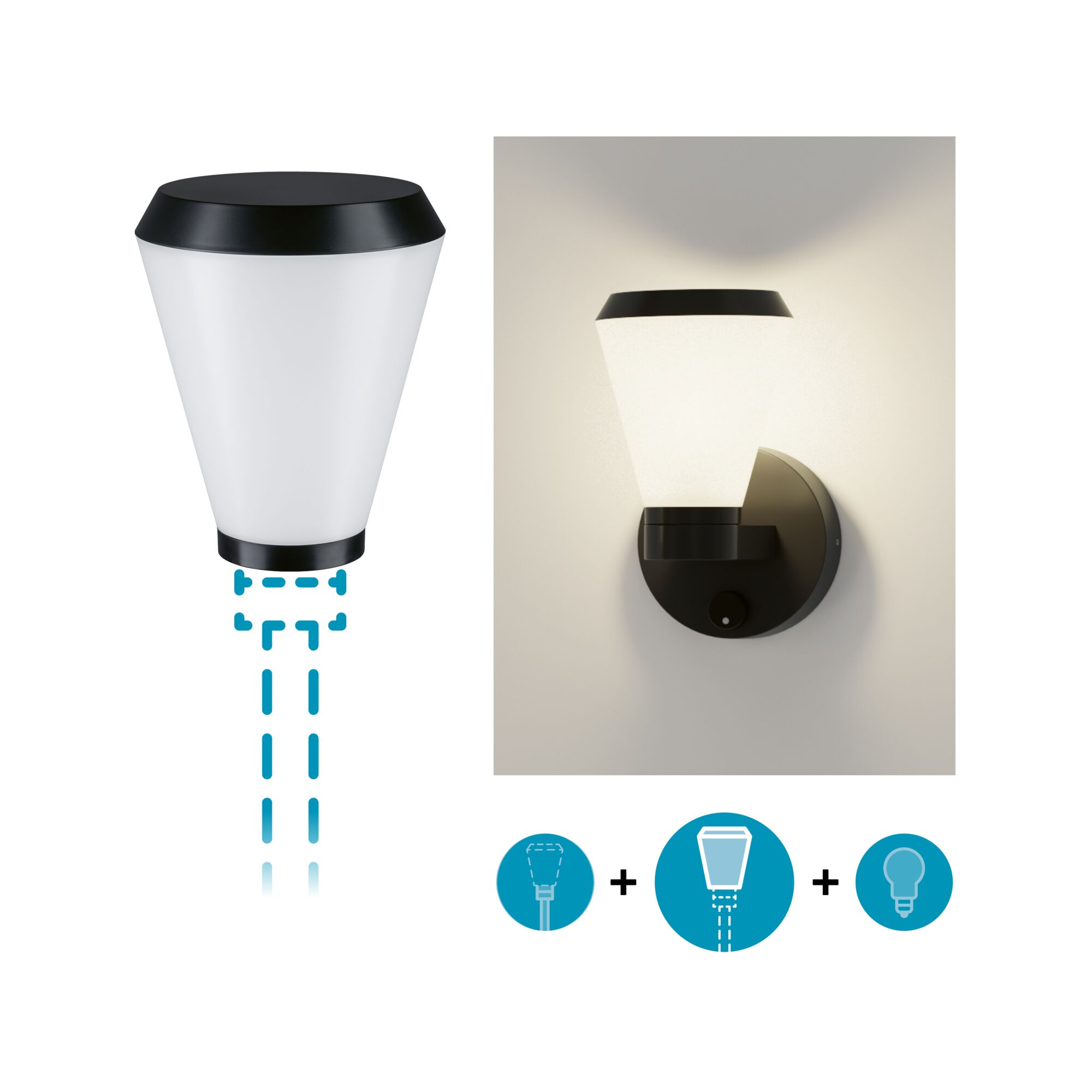 ModuShine Schirm Varino IP44 rund Anthrazit/Weiß