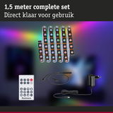 1,5 meter LED-strip set met afstandsbediening en adapter voor kleurrijke sfeerverlichting
