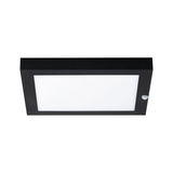 Plafonnier LED rectangulaire avec cadre noir et détecteur de mouvement pour éclairage intérieur moderne