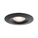 Black metal recessed spotlight with round shape and clear glass for modern LED lighting