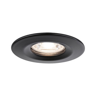 Black metal recessed spotlight with round shape and clear glass for modern LED lighting