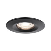 Black metal recessed spotlight with round shape and clear glass for modern LED lighting