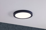 Runde Deckenleuchte mit schwarzem Metallrahmen und warmweißem LED-Licht für moderne Innenräume