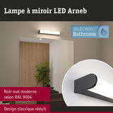 Lampe à miroir LED Arneb noire mate au design classique pour éclairage mural de salle de bain