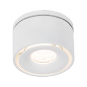 Round white metal ceiling light with integrated LED for modern interior lighting