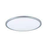 Round LED ceiling light with silver aluminum frame and white diffuser for modern room lighting