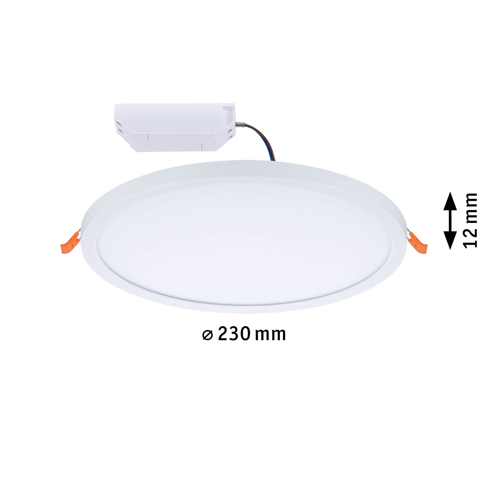 Round white LED panel 230 mm diameter and 12 mm height for energy-efficient ceiling lighting