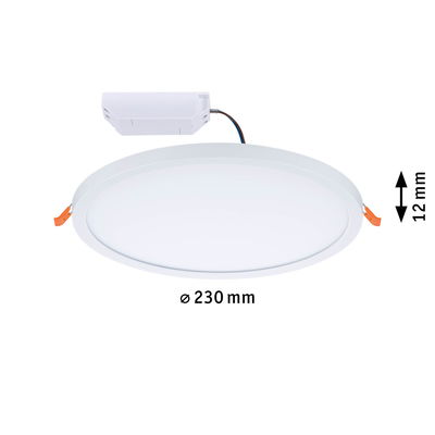 Round white LED panel 230 mm diameter and 12 mm height for energy-efficient ceiling lighting