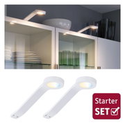 Weißes LED-Unterbauleuchten-Set für Küchenmöbel mit warmweißem Licht, energiesparende Beleuchtung.