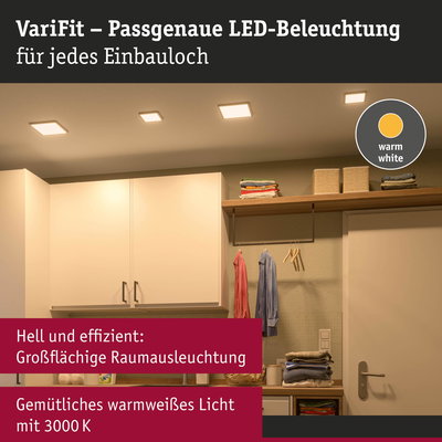 VariFit LED-Einbauleuchten in warmweiß für helle, effiziente Raumbeleuchtung in modernem Wäschezimmer