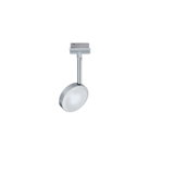 Rundes LED-Schienenlicht in Silber mit weißem Diffusor aus Metall und Kunststoff für moderne Beleuchtung