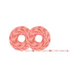 Two rolled warm white LED light strips with flexible plastic base for decorative lighting use