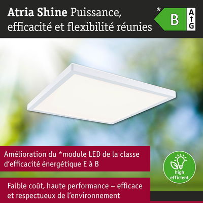 Panneau LED carré blanc avec classe d'efficacité énergétique B et éclairage respectueux de l'environnement