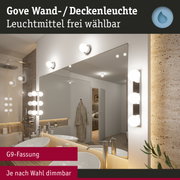 Gove Wand- und Deckenleuchte mit G9-Fassung in Weiß, dimmbar, moderne Badbeleuchtung mit Spiegel.