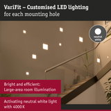 VariFit neutral white LED wall lights with square fixtures illuminating a staircase area