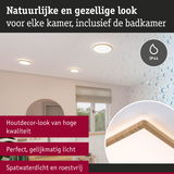 Ronde plafondlamp met houtdecor in beige, spatwaterdicht IP44 voor badkamer en woonkamer