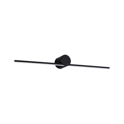 Black metal LED wall light with long slim bar for modern indoor lighting and home decor