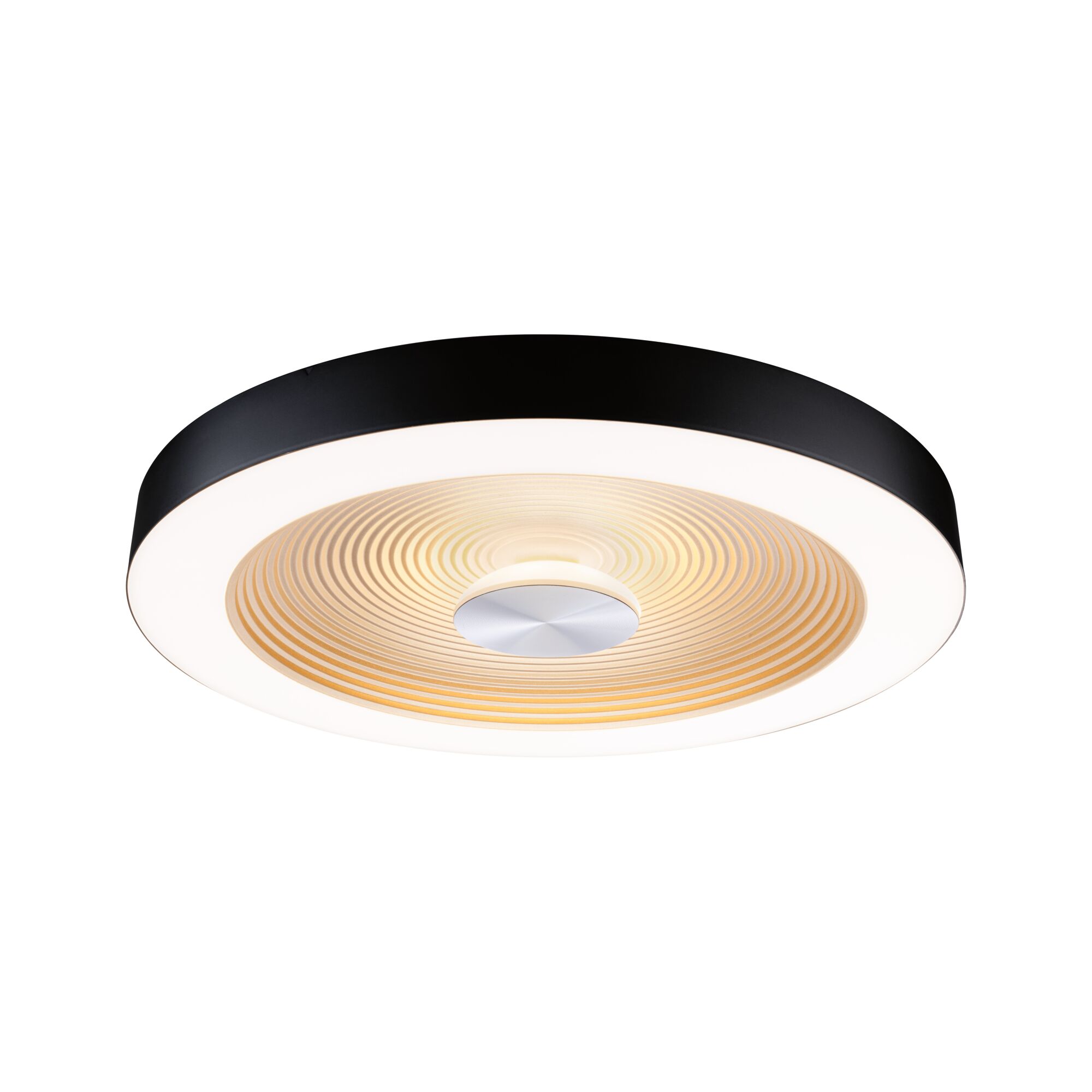 LED-loftslampe Volea IP44 3000K 1300lm / 0lm 230V 4W / 18,5W dæmpbar Sort/Guld Rund LED-loftlampe med sort ramme og varmt hvidt lys til moderne boligbelysning