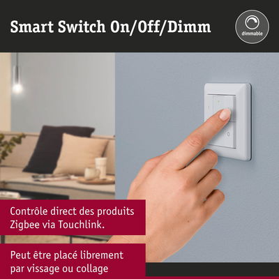 Interrupteur mural intelligent blanc pour allumer, éteindre et graduer avec contrôle Zigbee