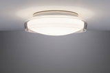Plafonnier rond en verre blanc et transparent avec LED blanc chaud pour pièces à vivre