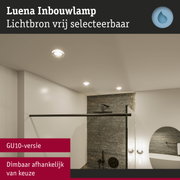 Luena inbouwspot met vrij selecteerbare lichtbron, dimbaar, in moderne badkamer met zwarte armaturen