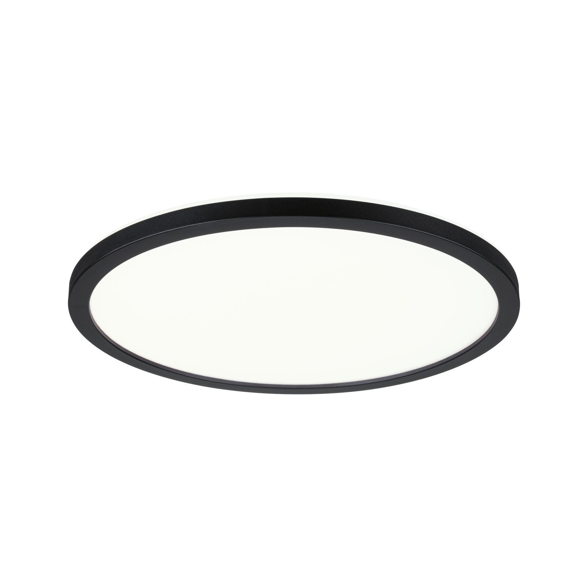 Round LED ceiling light with black aluminum frame and white diffuser for modern room lighting