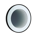 Round LED mirror light with black frame and infinity effect for modern bathroom lighting