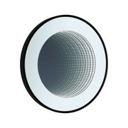 Applique miroir LED ronde avec cadre noir et effet infini pour éclairage de salle de bain moderne