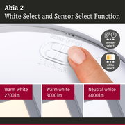 LED Panel Abia 2 White Select Twilight-controlled motion detector (HF) angular 300x300mm 14W 900lm 2700 - 4000K Chrome matt
