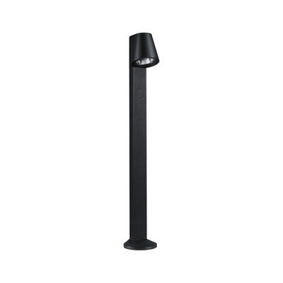 Moderne sort metal udendørs pullert med justerbar LED-spot til havebelysning