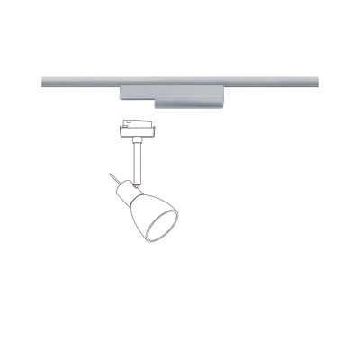 Modern silver metal LED spotlight for track systems, dimmable and adjustable lighting solution
