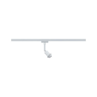White metal track spotlight with adjustable head for flexible room lighting and modern design