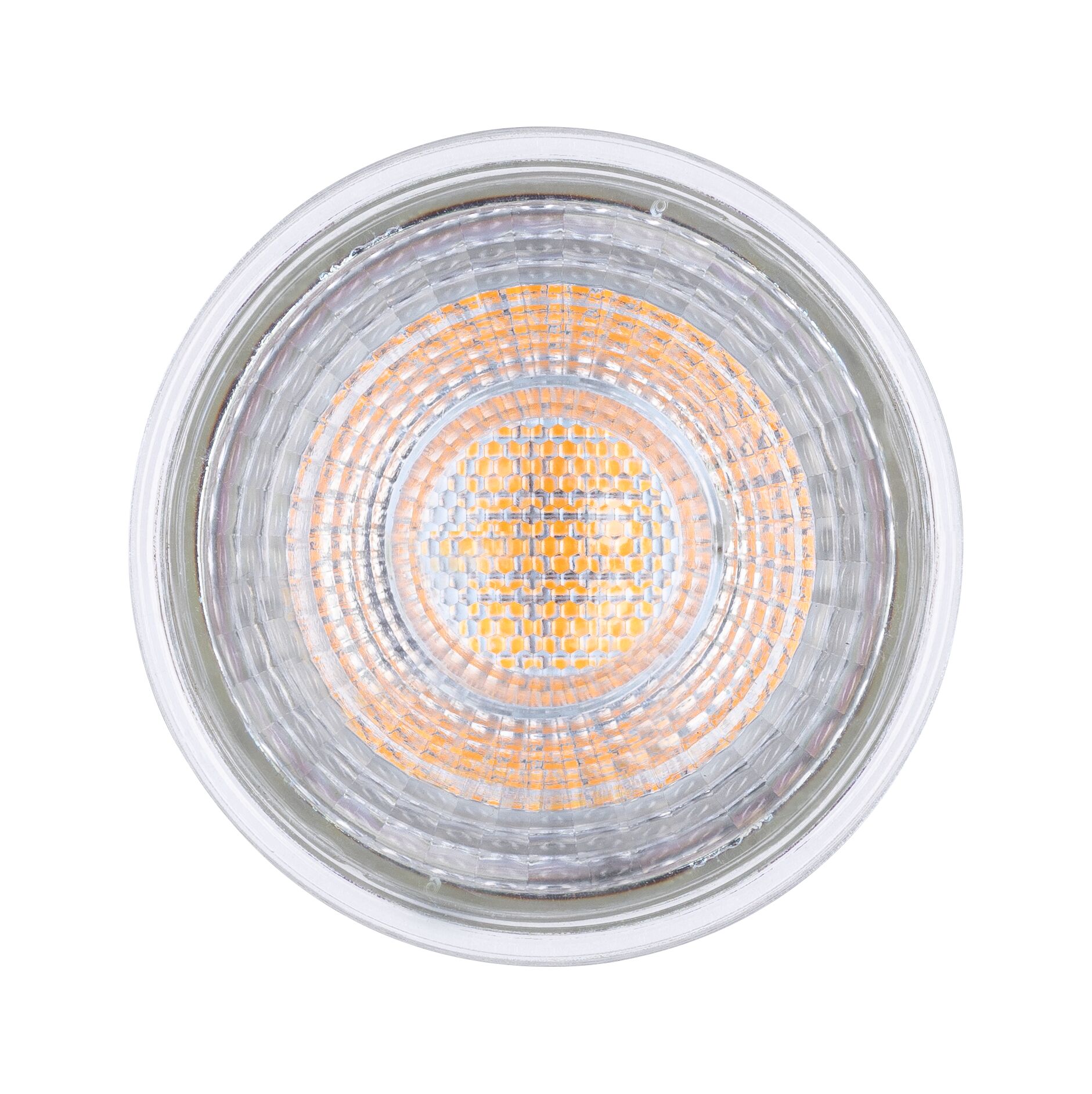 Round LED light bulb with clear glass and warm white light for energy-efficient lighting