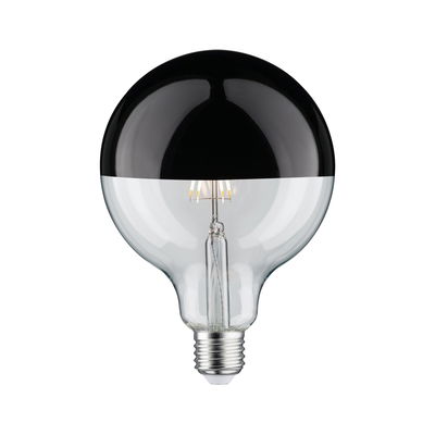Light bulb with black half-mirror coating and clear glass for decorative LED lighting