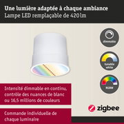 Spot LED blanc avec intensité dimmable, blanc réglable et contrôle couleur RGBW