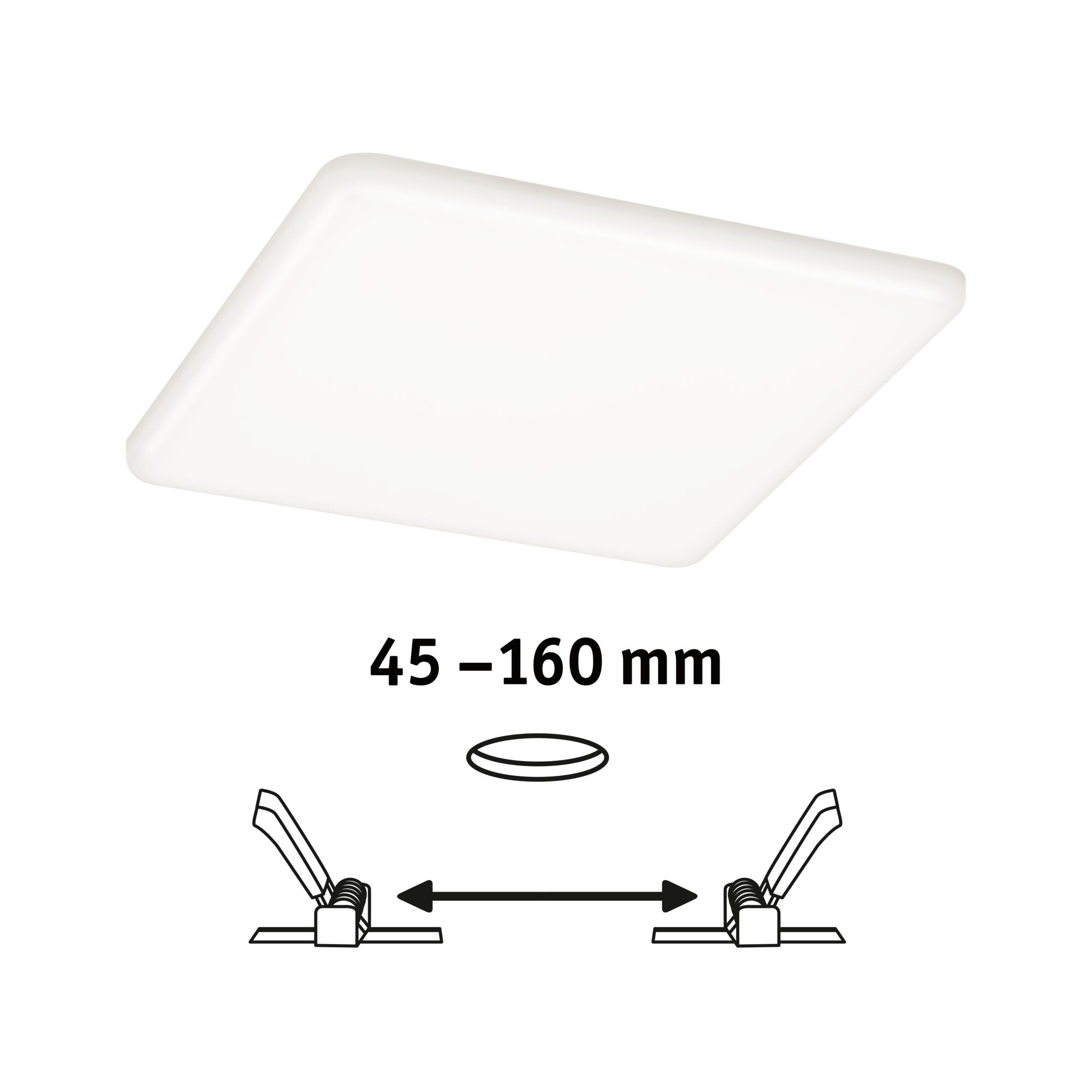 Panneau LED carré blanc pour plafond avec espacement réglable de 45 à 190 mm pour éclairage encastré