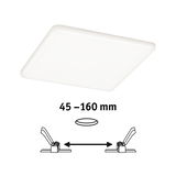 White square LED ceiling panel with adjustable spacing from 45 to 190 mm for recessed lighting